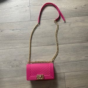 Pink plastic Jelly Purse chain crossbody